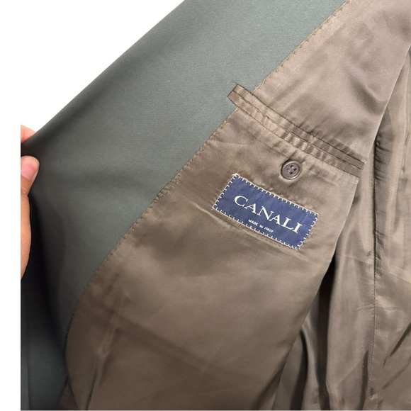 Canali Blazer 56R green sport coat double breasted jacket 100% wool - Picture 6 of 9